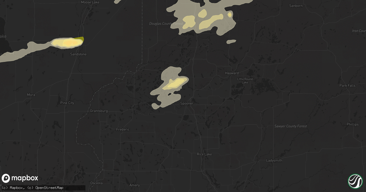 Hail map in Spooner, WI on July 15, 2025