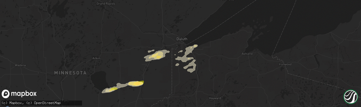 Hail map in Superior, WI on July 15, 2025