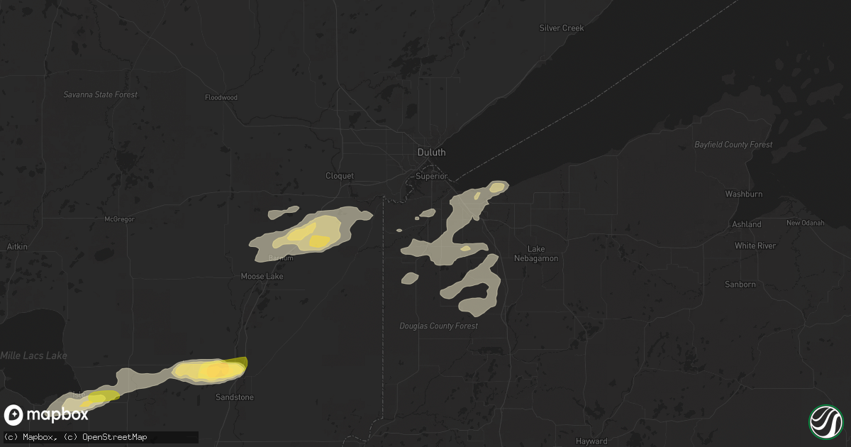 Hail map in Superior, WI on July 15, 2025