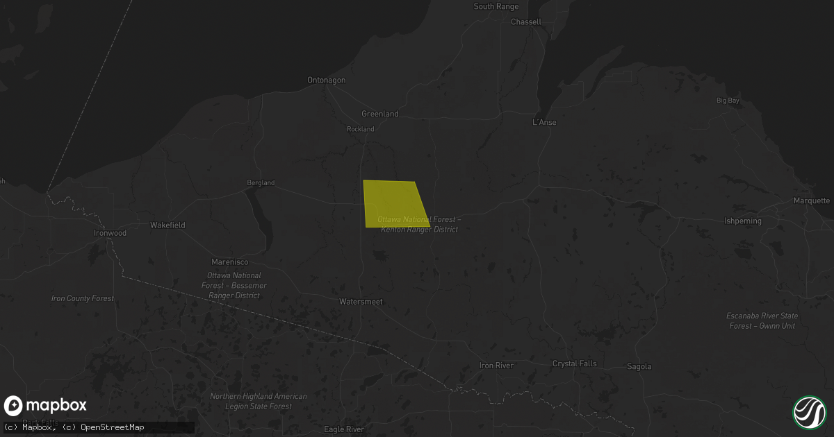 Hail map in Trout Creek, MI on July 15, 2025