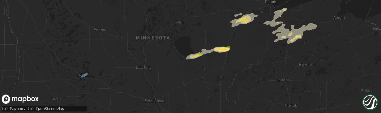 Hail map in Wahkon, MN on July 15, 2025