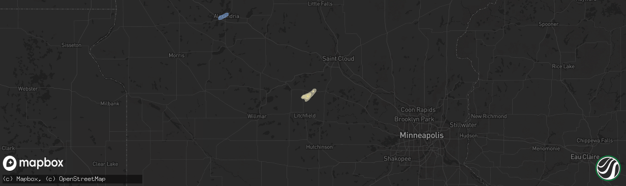 Hail map in Watkins, MN on July 15, 2025