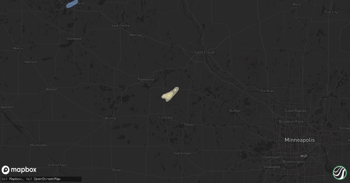 Hail map in Watkins, MN on July 15, 2025