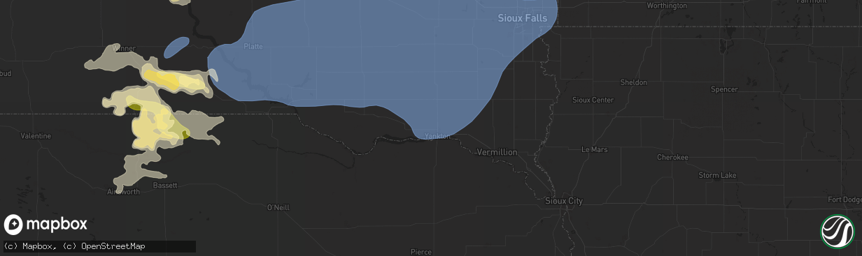 Hail map in Yankton, SD on July 15, 2025