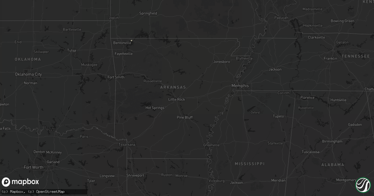 Hail map in Arkansas on July 15, 2026