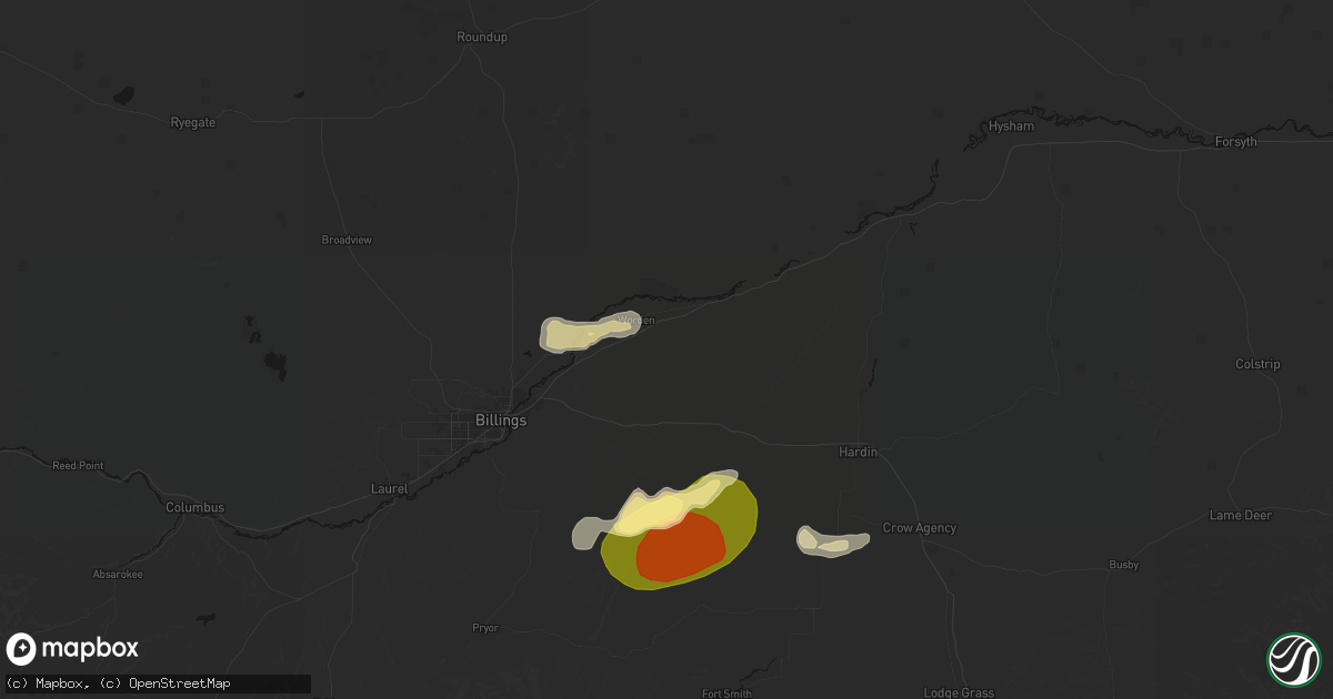 Hail map in Ballantine, MT on July 15, 2026
