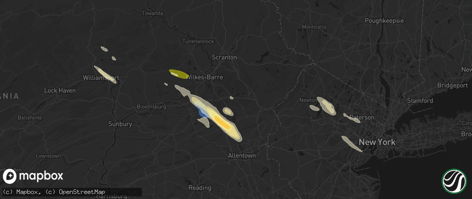Hail map in Blakeslee, PA on July 15, 2026