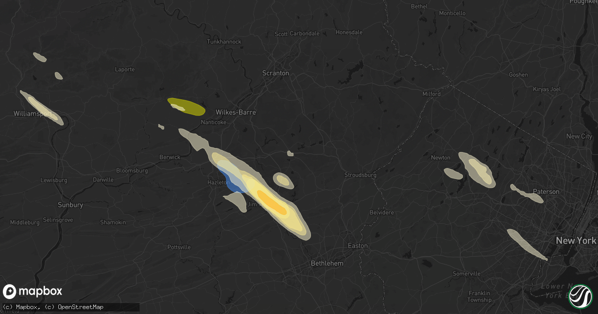 Hail map in Blakeslee, PA on July 15, 2026