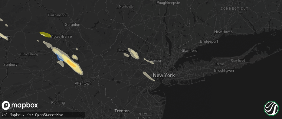 Hail map in Boonton, NJ on July 15, 2026