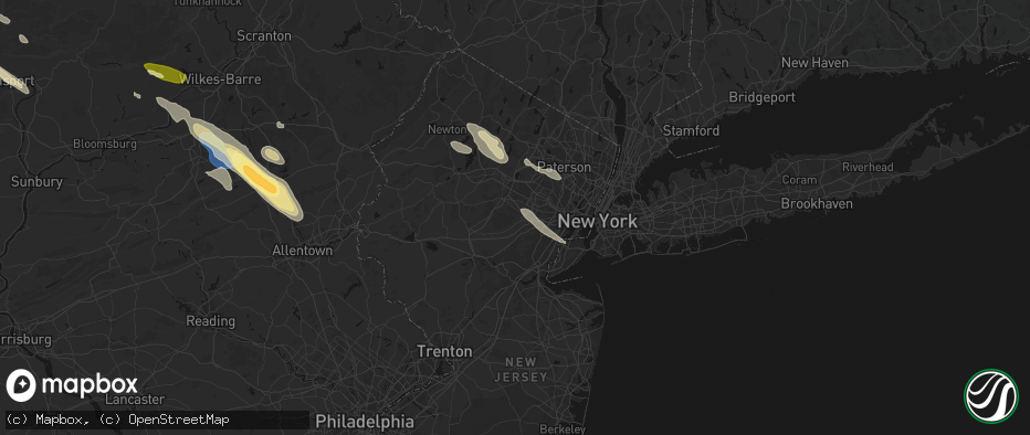 Hail map in Chatham, NJ on July 15, 2026