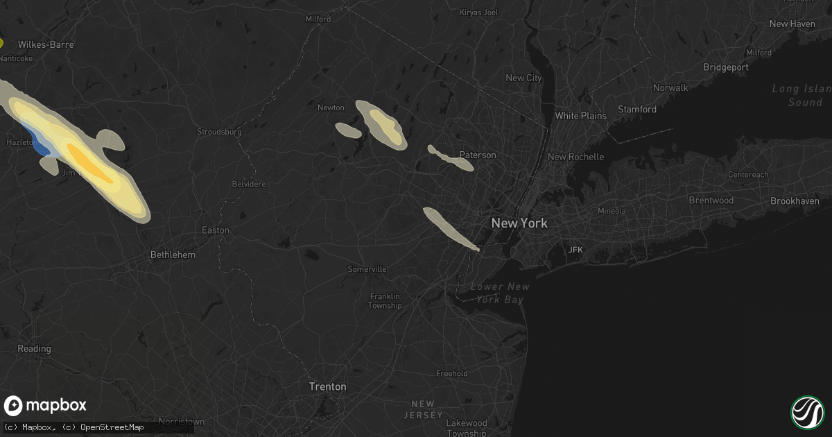 Hail map in Chatham, NJ on July 15, 2026