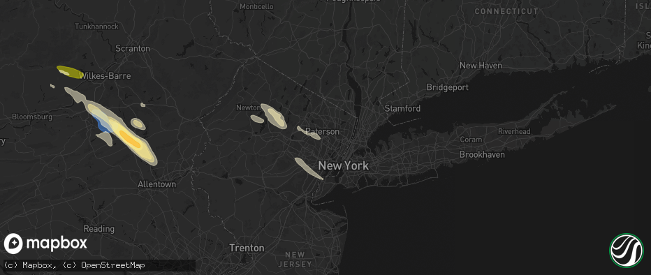 Hail map in Clifton, NJ on July 15, 2026