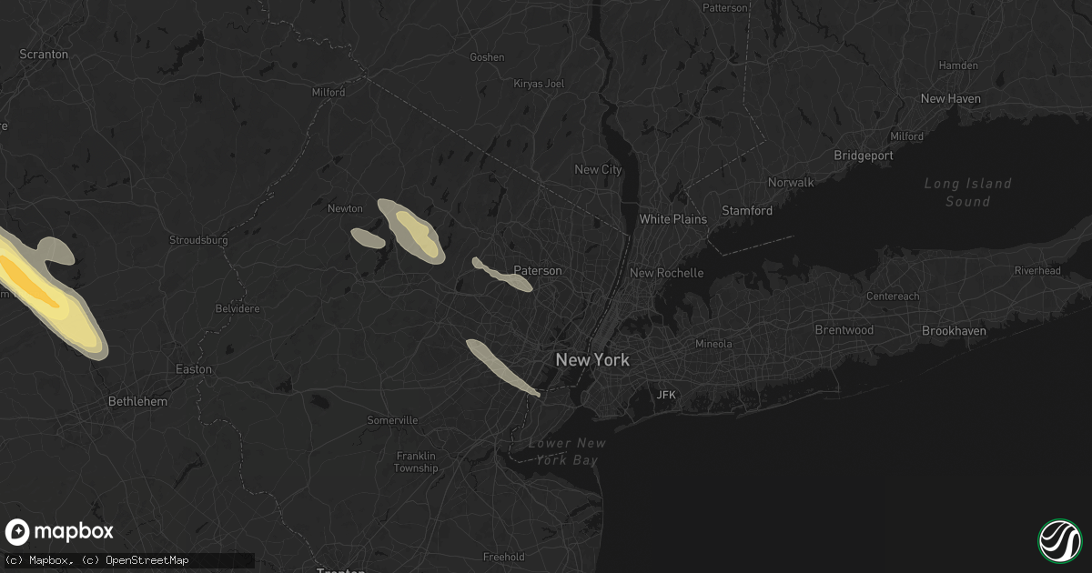 Hail map in Clifton, NJ on July 15, 2026