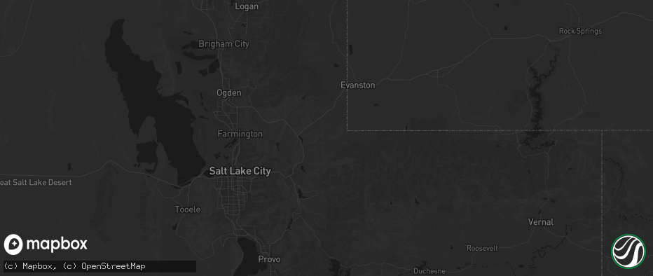 Hail map in Coalville, UT on July 15, 2026