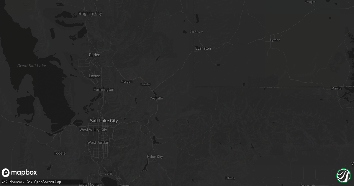 Hail map in Coalville, UT on July 15, 2026