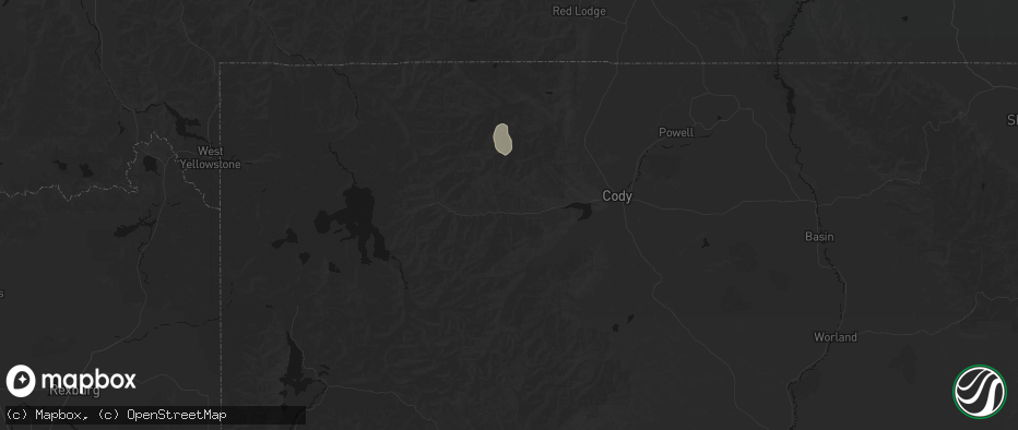 Hail map in Cody, WY on July 15, 2026