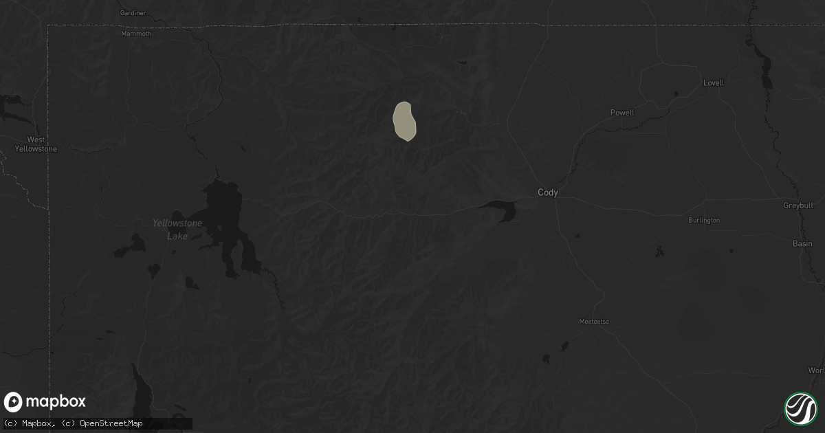 Hail map in Cody, WY on July 15, 2026