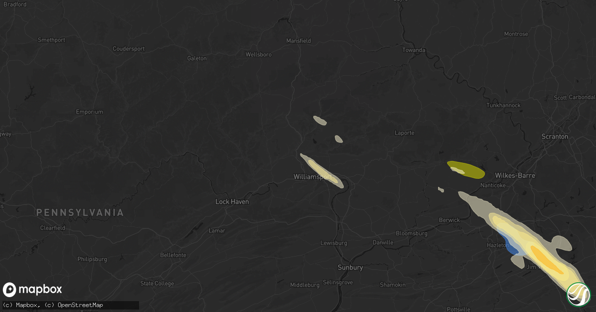 Hail map in Cogan Station, PA on July 15, 2026
