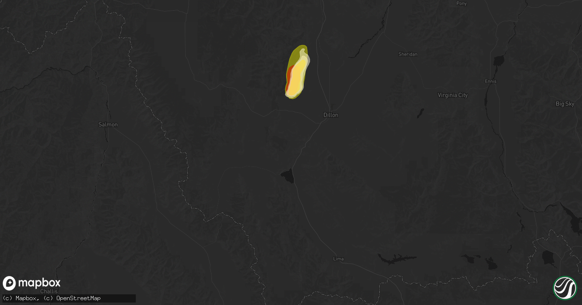 Hail map in Dillon, MT on July 15, 2026