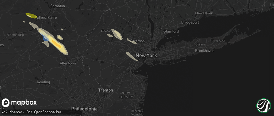 Hail map in Elizabeth, NJ on July 15, 2026