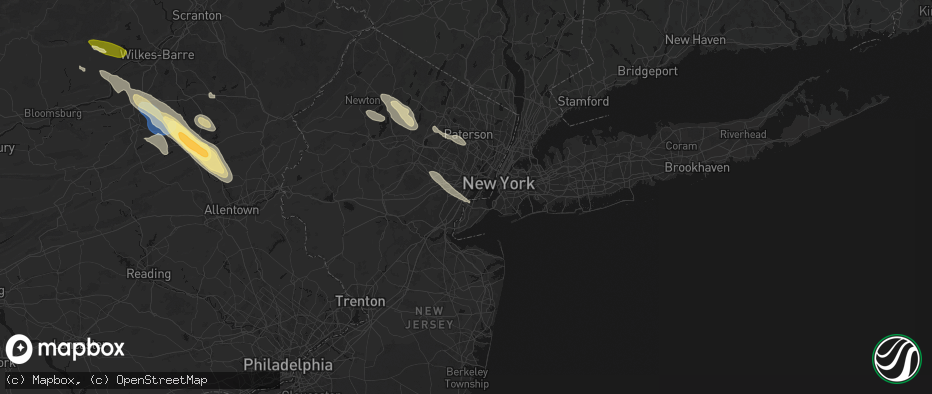 Hail map in Elizabethport, NJ on July 15, 2026