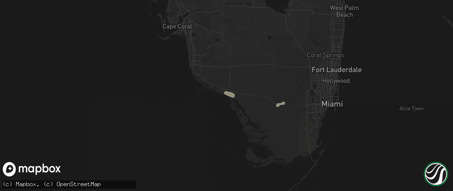 Hail map in Everglades City, FL on July 15, 2026