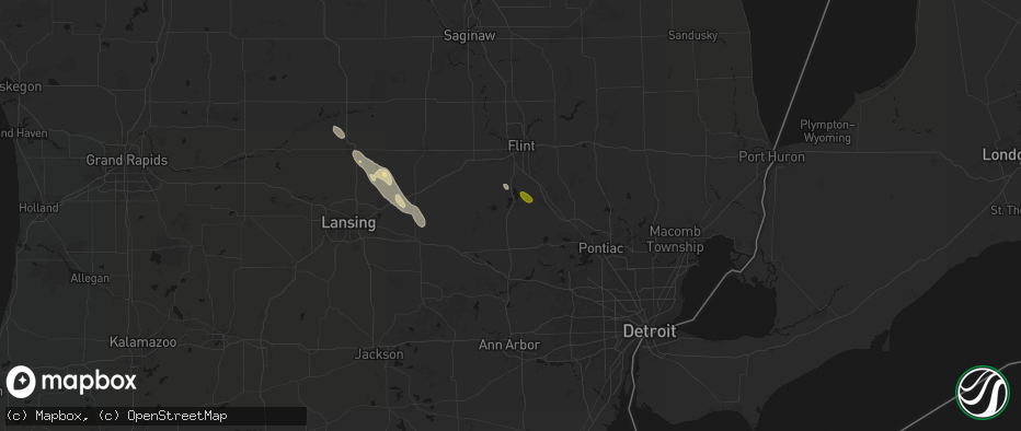 Hail map in Fenton, MI on July 15, 2026