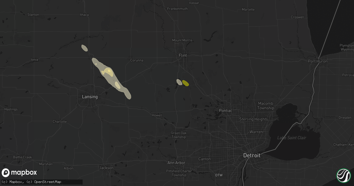 Hail map in Fenton, MI on July 15, 2026