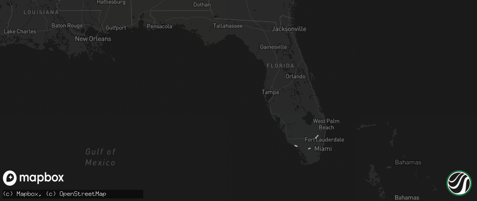 Hail map in Florida on July 15, 2026