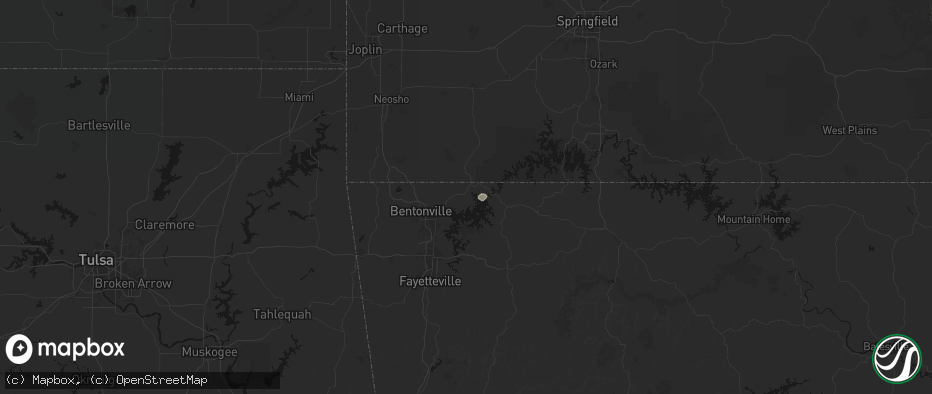 Hail map in Garfield, AR on July 15, 2026