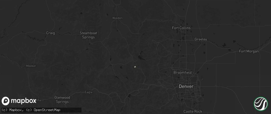 Hail map in Granby, CO on July 15, 2026