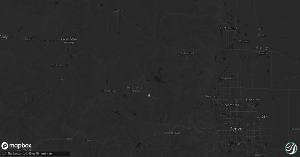 Hail map in Granby, CO on July 15, 2026
