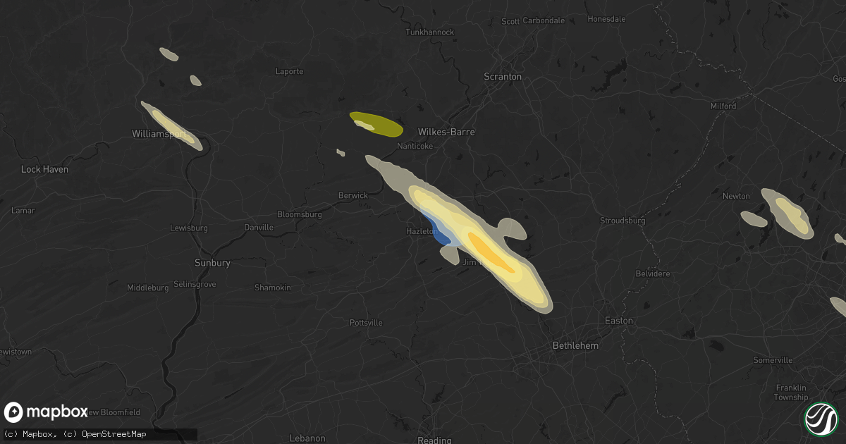 Hail map in Harleigh, PA on July 15, 2026