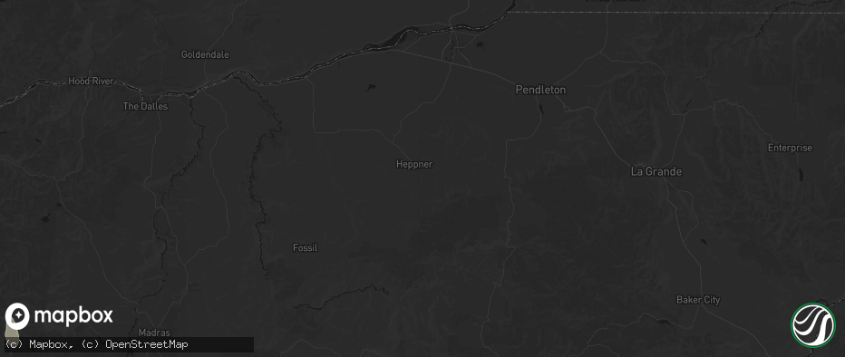 Hail map in Heppner, OR on July 15, 2026