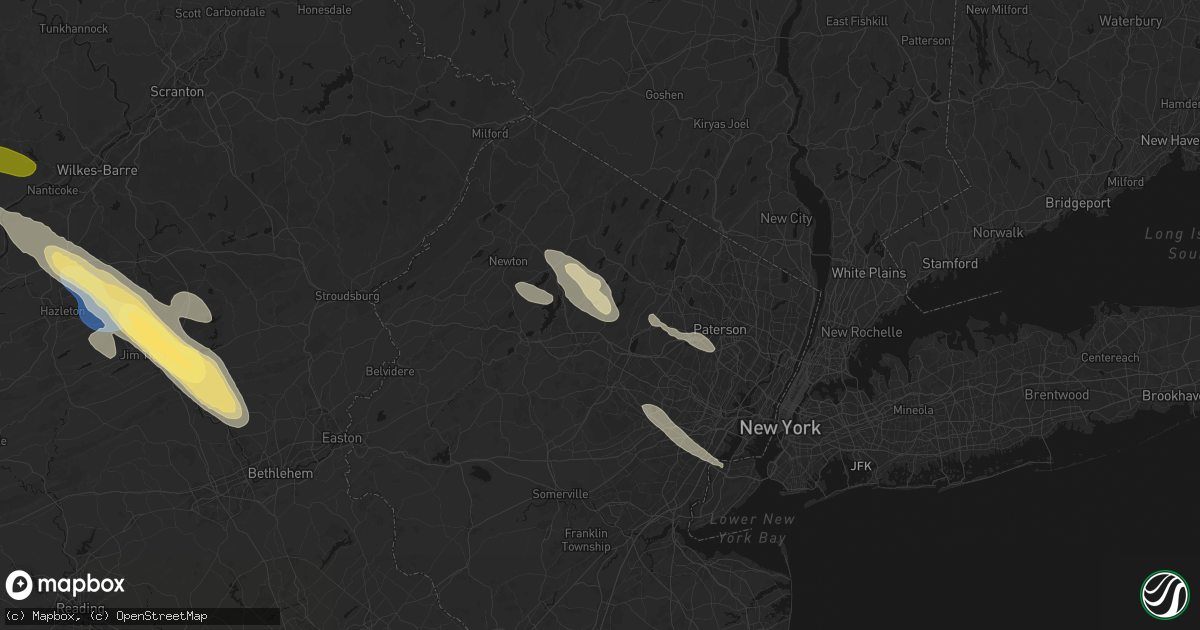 Hail map in Hibernia, NJ on July 15, 2026