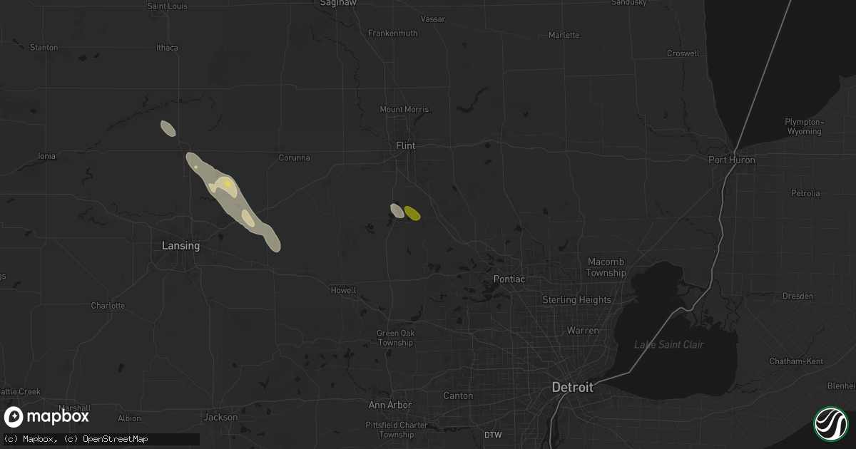 Hail map in Holly, MI on July 15, 2026