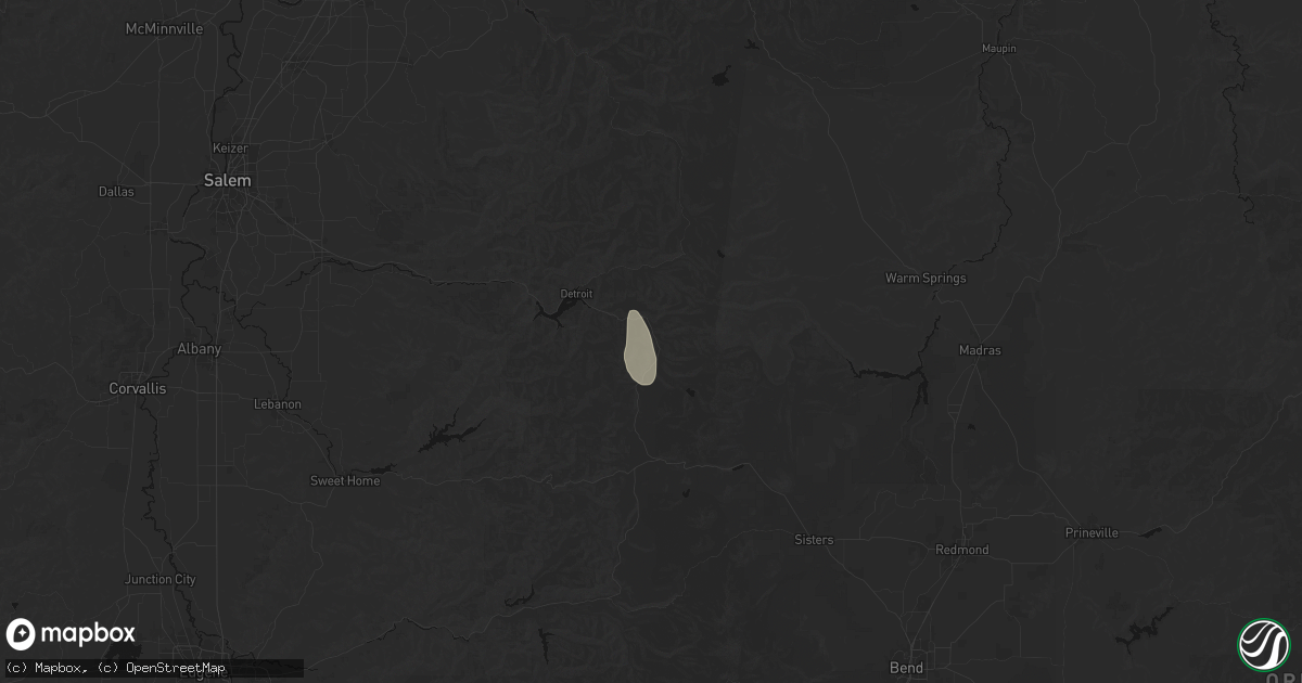 Hail map in Idanha, OR on July 15, 2026