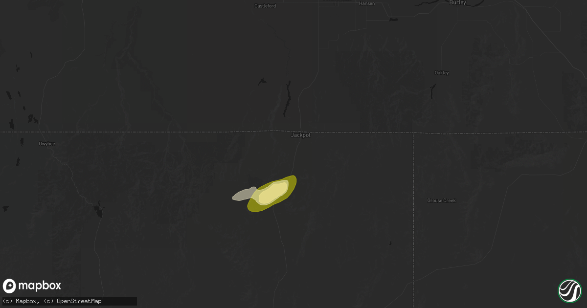 Hail map in Jackpot, NV on July 15, 2026