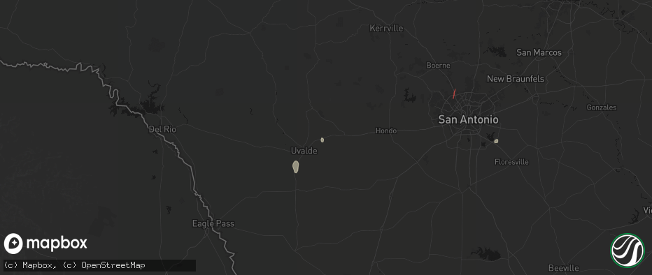 Hail map in Knippa, TX on July 15, 2026