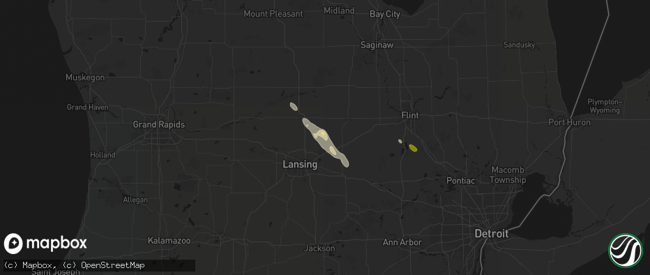 Hail map in Laingsburg, MI on July 15, 2026