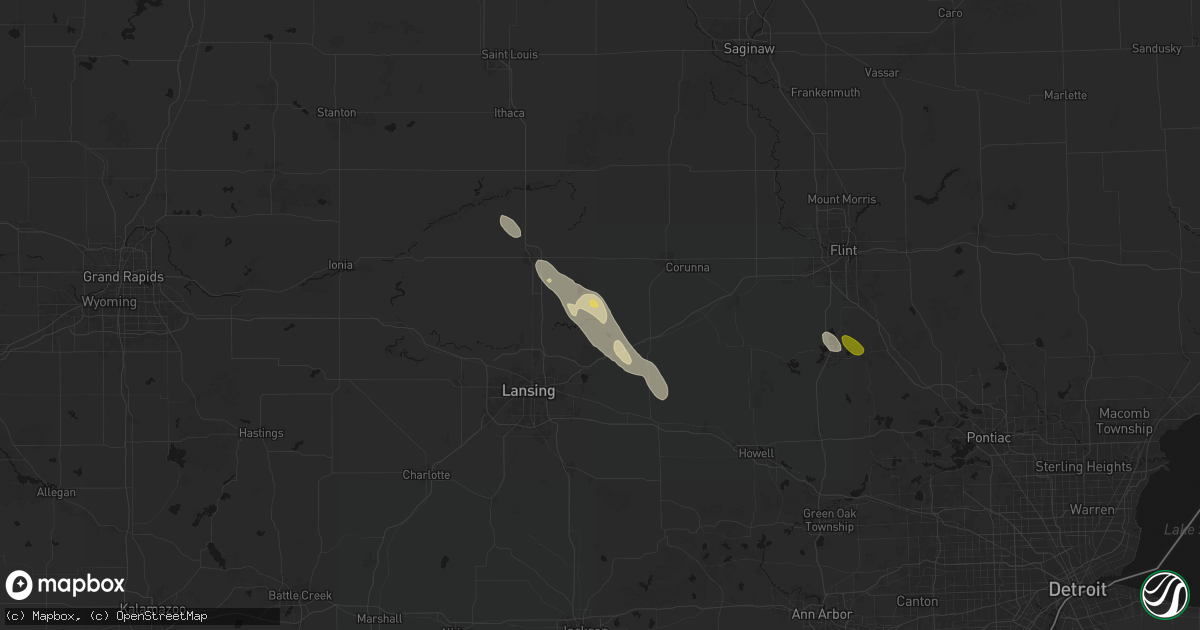 Hail map in Laingsburg, MI on July 15, 2026