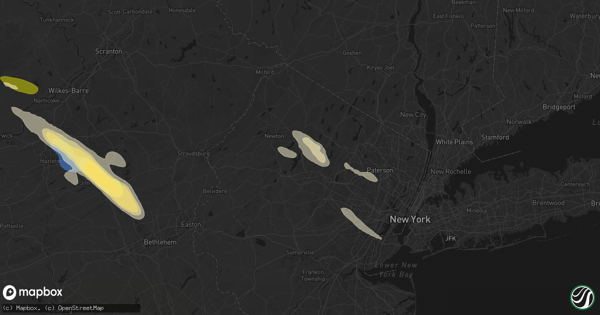 Hail map in Lake Hopatcong, NJ on July 15, 2026