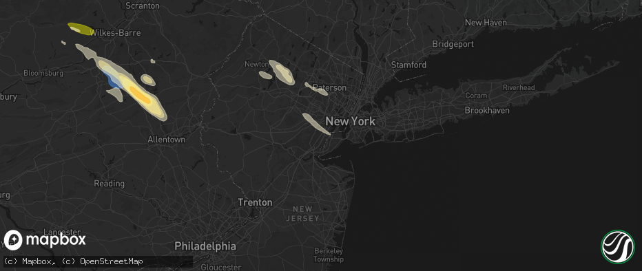 Hail map in Linden, NJ on July 15, 2026