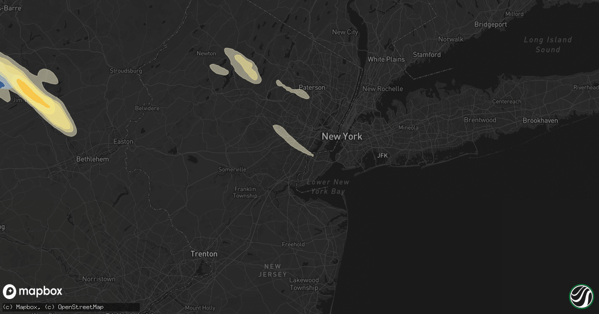 Hail map in Linden, NJ on July 15, 2026