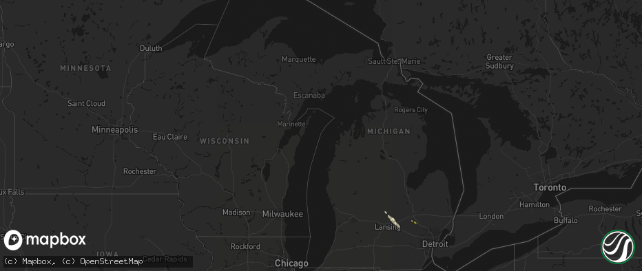 Hail map in Michigan on July 15, 2026
