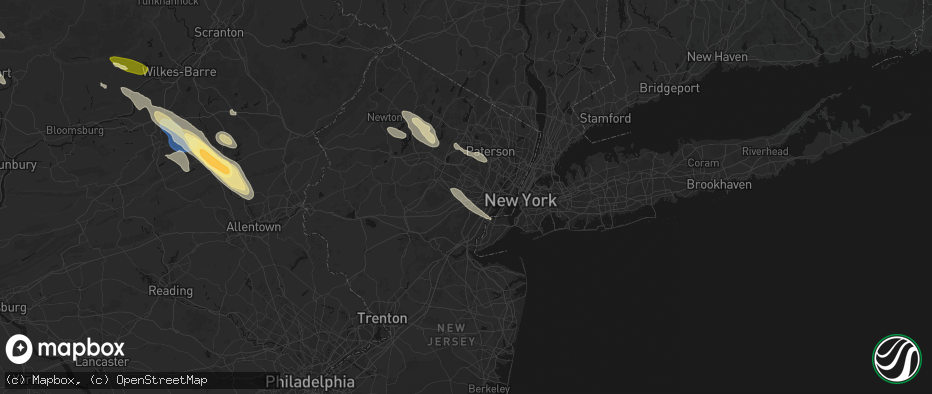 Hail map in Millburn, NJ on July 15, 2026