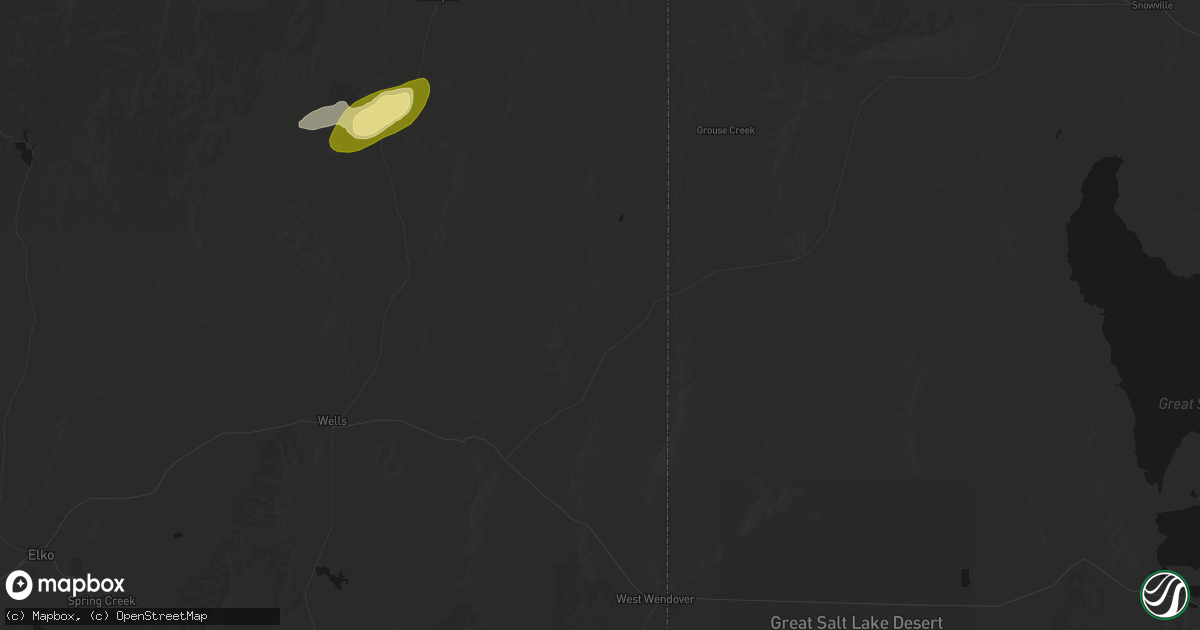Hail map in Montello, NV on July 15, 2026