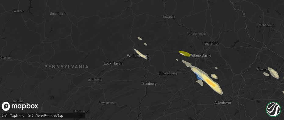 Hail map in Montgomery, PA on July 15, 2026