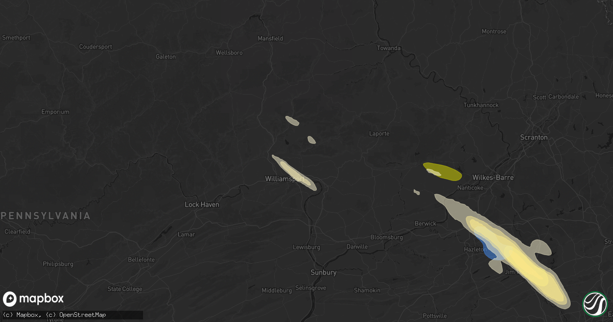 Hail map in Montoursville, PA on July 15, 2026