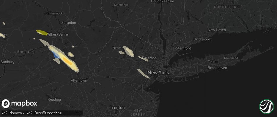 Hail map in Montville, NJ on July 15, 2026